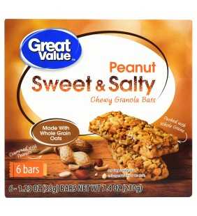 Great Value Sweet & Salty Chewy Granola Bars Peanut 1.23 oz 6 Count