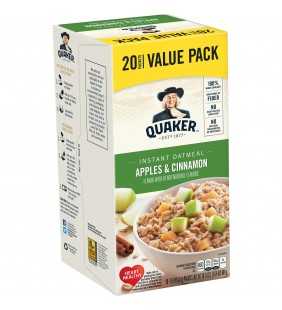 Quaker Instant Oatmeal, Apples & Cinnamon Value Pack, 20 Packets