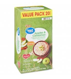 Great Value Instant Oatmeal, Apples & Cinnamon Value Pack, 20 Packets