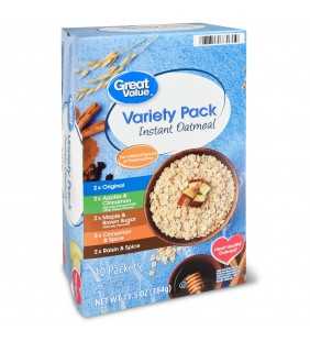 Great Value Instant Oatmeal Variety Pack, 13.7 oz, 10 Count