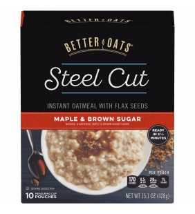 Better Oats, Steel Cut Instant Oatmeal, Maple & Brown Sugar, 10 Packets