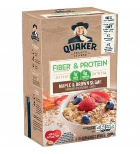 Quaker Weight Control Oatmeal, Fiber & Protein, Maple Brown Sugar, 8 Packets