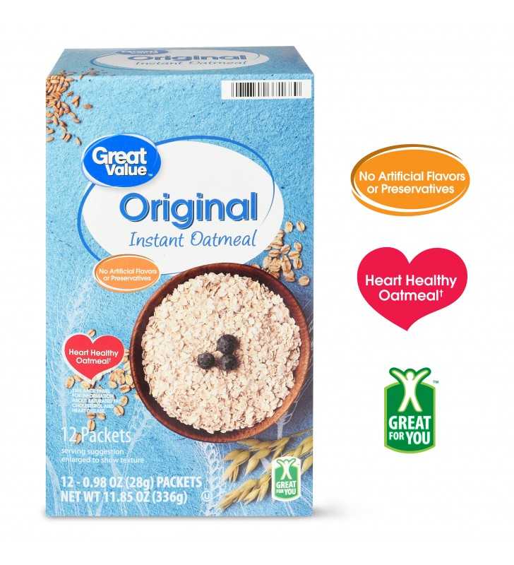 Great Value Original Instant Oatmeal, 0.99 oz, 12 Count