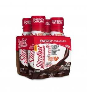 SlimFast Advanced Energy High Protein Ready to Drink Meal Replacement Shakes, Rich Chocolate, 11 fl. oz., Pack of 4