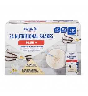 Equate Plus Nutritional Shake, Vanilla, 8 Fl Oz, 24 Ct