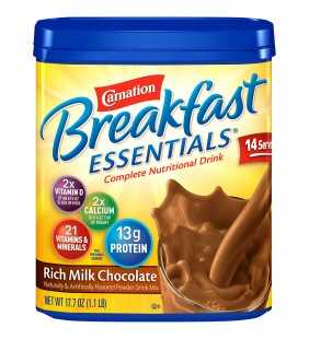 Carnation Breakfast Essentials Powder Nutritional Breakfast Drink Mix, Rich Milk Chocolate, 1 - 17.7 OZ Canister