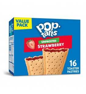 Pop-Tarts, Breakfast Toaster Pastries, Unfrosted Strawberry, Value Pack, 27 Oz, 16 Ct