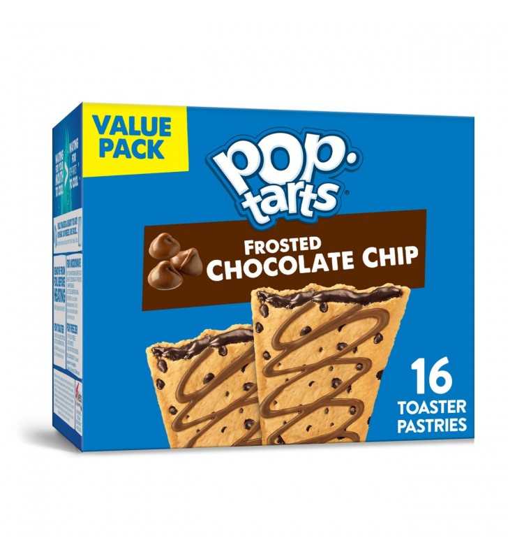 Pop-Tarts Breakfast Toaster Pastries, Frosted Chocolate Chip, Value Pack, 27 Oz, 16 Toaster Pastries