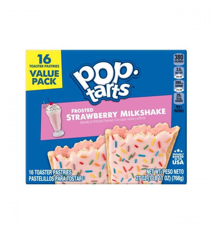 Pop-Tarts, Breakfast Toaster Pastries, Frosted Strawberry Milkshake, Value Pack, 27 Oz, 16 Ct