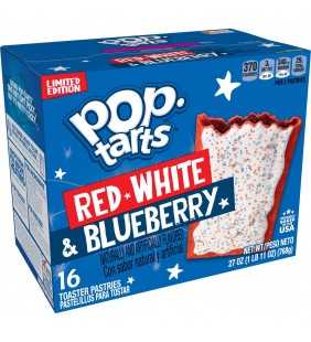 Pop-Tarts, Breakfast Toaster Pastries, Red, White and Blueberry, 27 Oz, 16 Ct