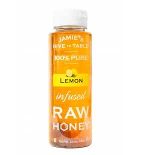 Jamie's Hive to Table Lemon Infused Raw Honey Pure Honey 12 oz Bottle