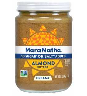 MaraNatha No Sugar or Salt Added Creamy Almond Butter, 12 Ounce Jar