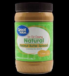 Great Value No Stir Creamy Natural Peanut Butter Spread, 40 oz