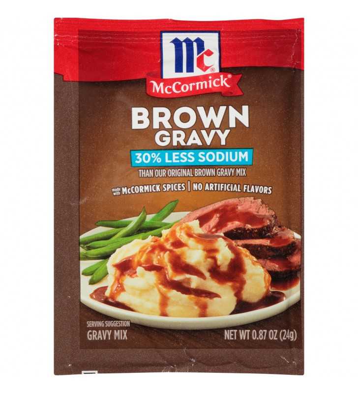 McCormick 30% Less Sodium Brown Gravy Mix, 0.87 oz Packet