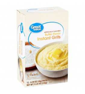 Great Value Butter Flavor Instant Grits, 12 count