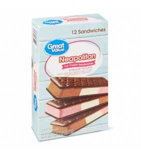 Great Value Neapolitan Ice Cream Sandwiches, 42 oz, 12 Count
