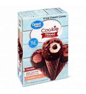 Great Value Cookie Dipped with Chocolate Ice Cream Cones, Variety Pack, 3.68 oz, 8 Count