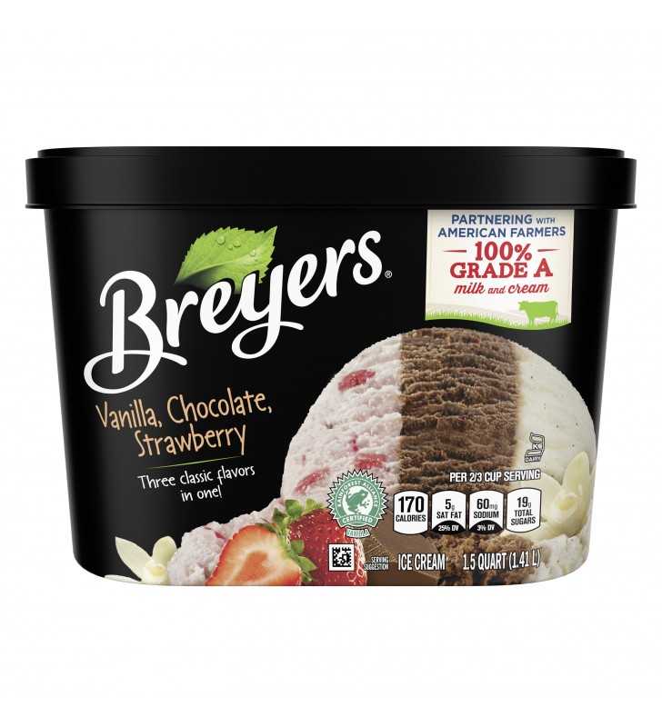 Breyers Vanilla Chocolate Strawberry Ice Cream, 48 oz