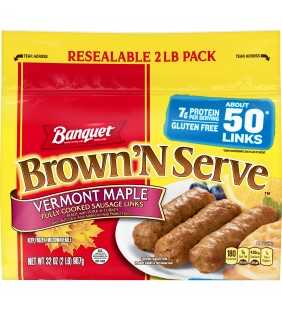 Banquet Brown N Serve Frozen Side Precooked Maple Sausage Links 32 Ounce Value Pack 50 Count