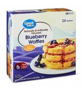 Great Value Blueberry Waffles, 29.6 oz, 24 Count