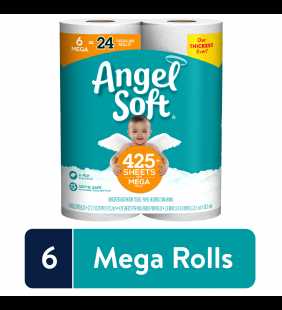 Angel Soft Toilet Paper, 6 Mega Rolls ( 24 Regular Rolls)