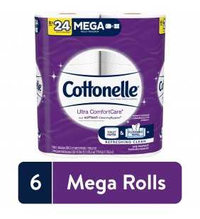Cottonelle Ultra ComfortCare Soft Toilet Paper, 6 Mega Rolls, Bath Tissue