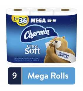 Charmin Ultra Soft Toilet Paper 9 Mega Rolls, 264 Sheets Per Roll