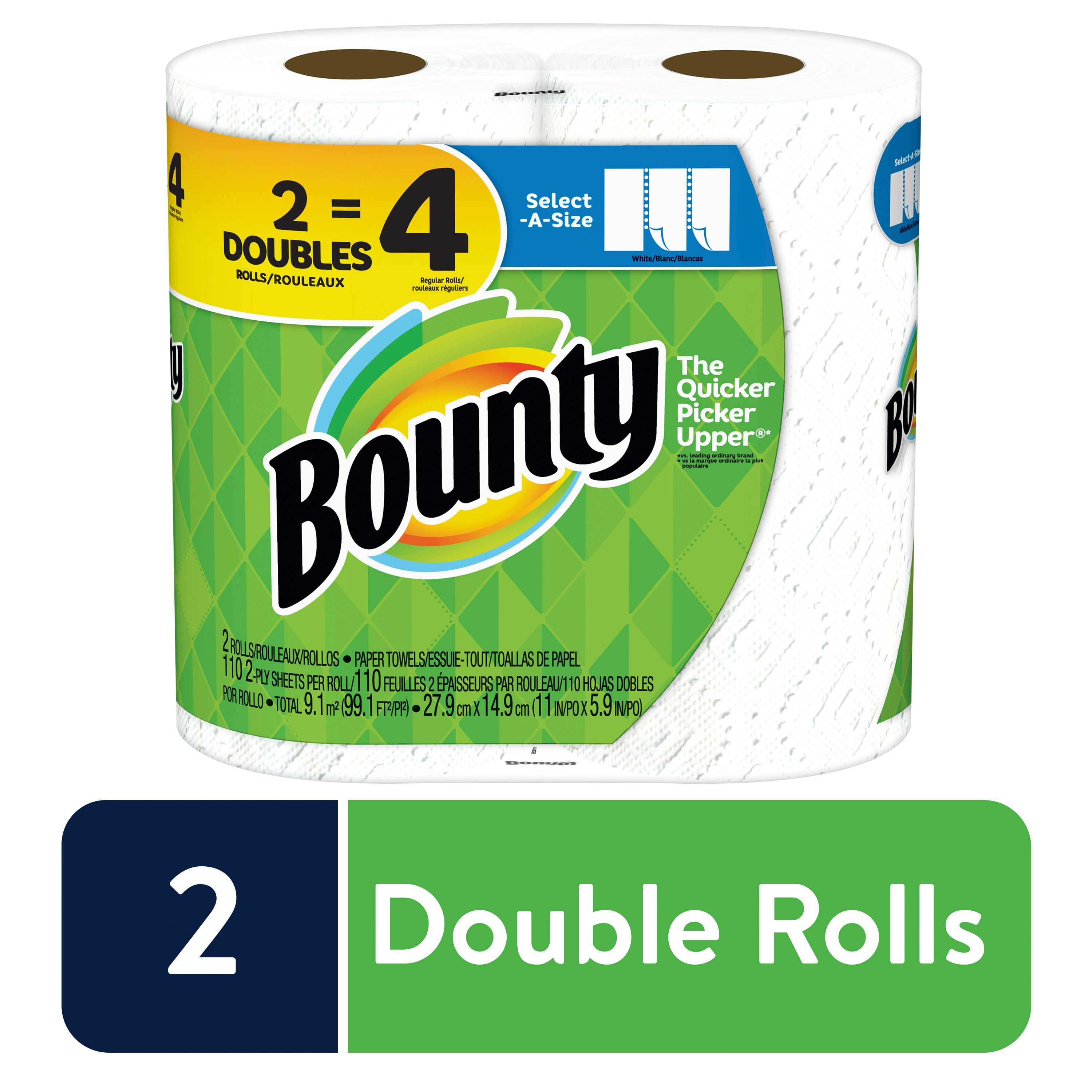 BOUNTY PAPER TOWEL SINGLE ROLL SELECT A SIZE 110 2 PLY SHEETS PER ROLL 