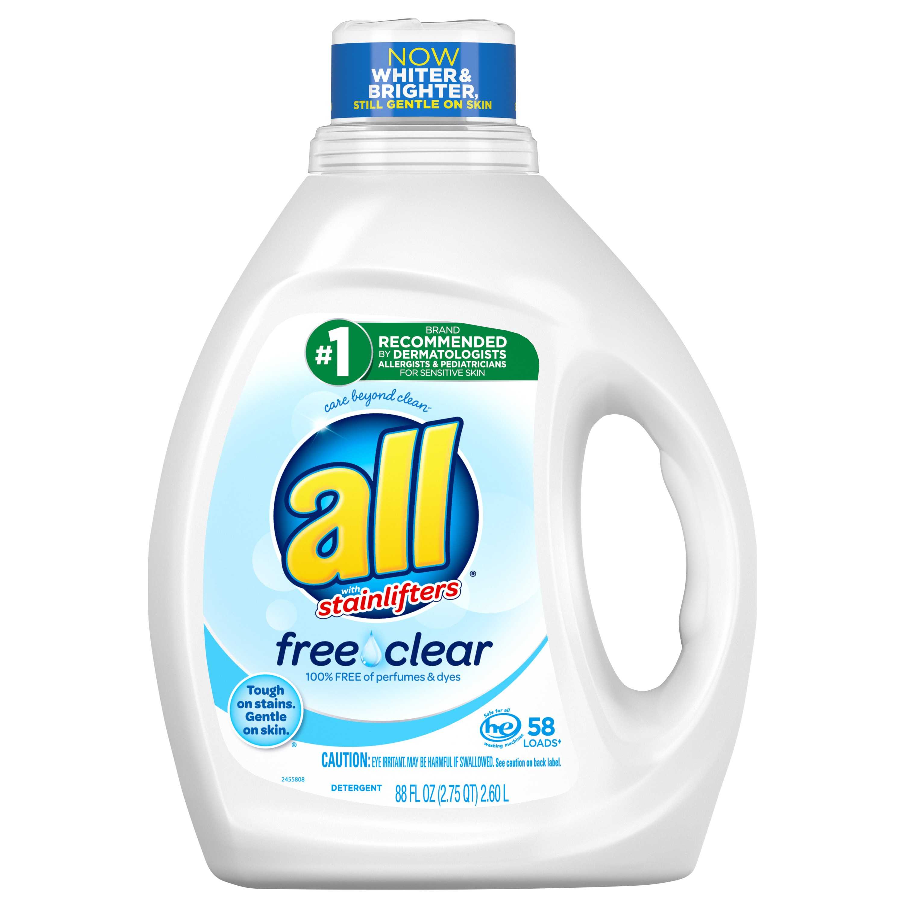 all Free Clear For Sensitive Skin, 58 Loads, Liquid Laundry Detergent , 88 fl oz