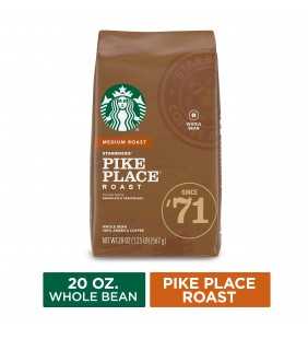 Starbucks Medium Roast Whole Bean Coffee — Pike Place Roast — 100% Arabica — 1 bag (20 oz.)