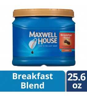 Maxwell House Light Roast Breakfast Blend Ground Coffee, 25.6 oz Canister