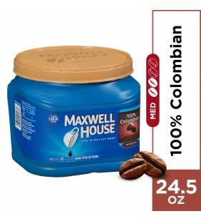 Maxwell House Medium Roast 100% Colombian Ground Coffee, Caffeinated, 24.5 oz Canister