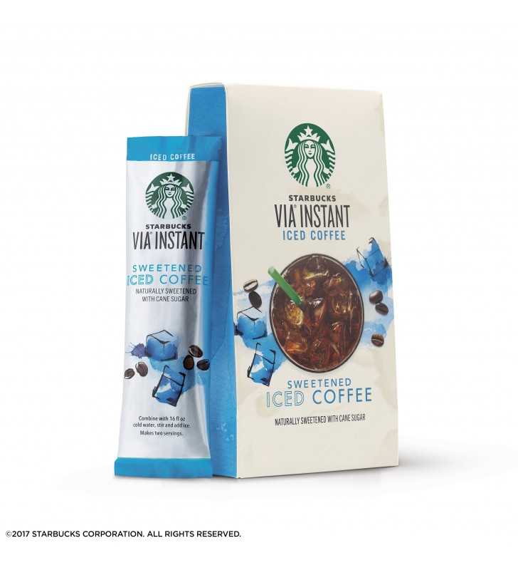 Starbucks VIA Instant Coffee Medium Roast Packets — Sweetened Iced Coffee — 1 box (6 packets)