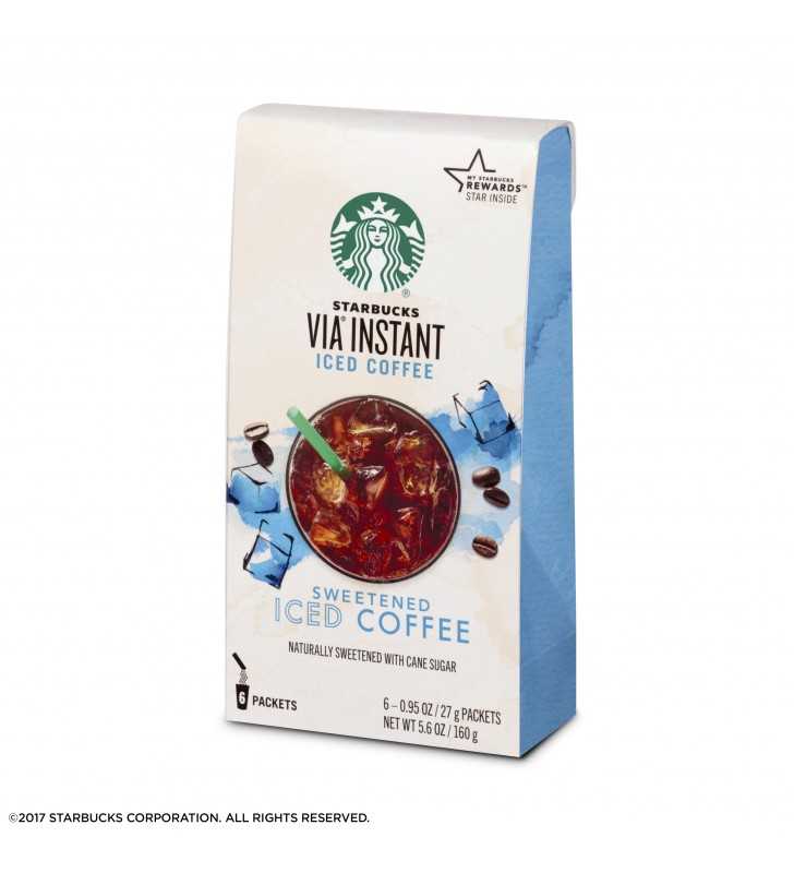 Starbucks VIA Instant Coffee Medium Roast Packets — Sweetened Iced Coffee — 1 box (6 packets)