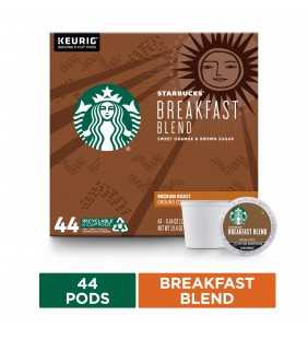 Starbucks Medium Roast K-Cup Coffee Pods — Breakfast Blend for Keurig Brewers — 1 box (44 pods)
