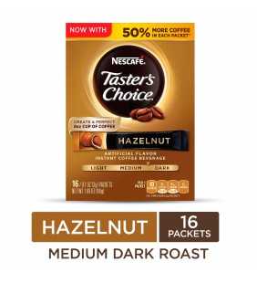 NESCAFE TASTERS CHOICE Hazelnut Medium Dark Roast Instant Coffee 16 Packets