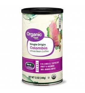 Great Value Organic Single Origin Colombia Whole Bean Coffee, 12 oz