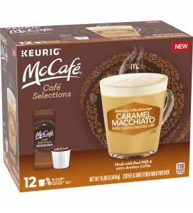 McCafe Cafe Selections Caramel Macchiato Coffee Keurig K Cup Pods & Froth Packets, 12 ct Box