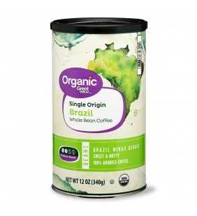 Great Value Organic Single Origin Brazil Whole Bean Coffee, 12 oz