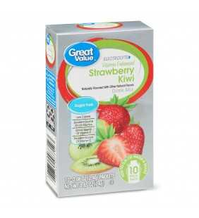 Great Value Electrolyte Vitamin Enhanced Strawberry Kiwi Drink Mix, 0.08 oz, 10 count