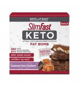 SlimFast Keto Fat Bomb Snacks, Chocolate Caramel Nut Clusters, Pack of 14