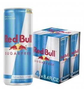 (4 Cans) Red Bull Sugar Free Energy Drink, 8.4 Fl Oz Low Calorie Energy Drink