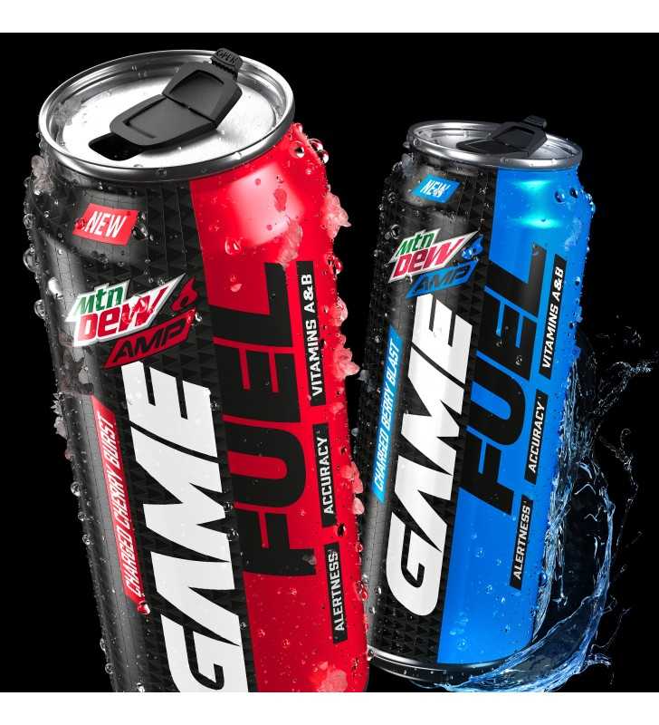 MTN DEW AMP GAME FUEL, Charged Berry Blast, 16 oz Can