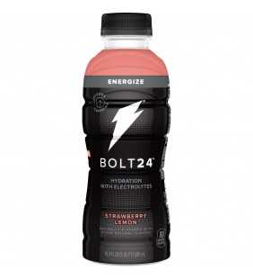 BOLT24 Fueled by Gatorade, Energize Hydration with Electrolytes and Caffeine, Strawberry Lemon, 16.9 oz Bottle